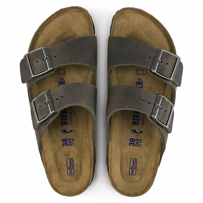 Birkenstock Soft Footbed Oiled Læder Arizona Dame Grå | DK 58UZG